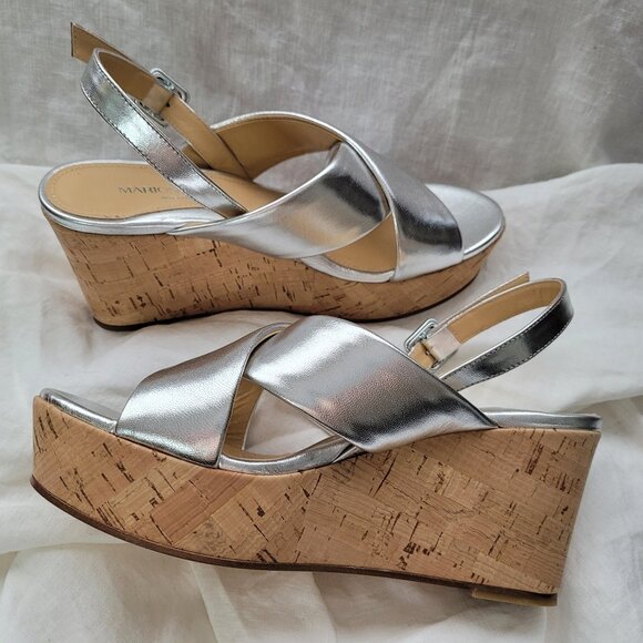 Marion Parke Metallic Slingback Platform Wedge Sandal - Picture 9 of 10